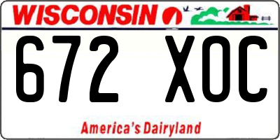 WI license plate 672XOC