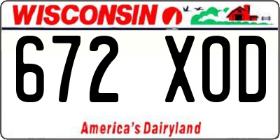 WI license plate 672XOD