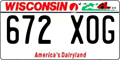 WI license plate 672XOG