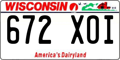 WI license plate 672XOI