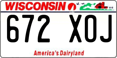 WI license plate 672XOJ