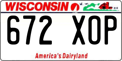 WI license plate 672XOP