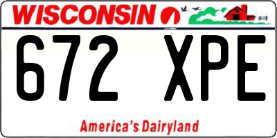 WI license plate 672XPE