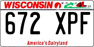 WI license plate 672XPF