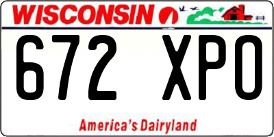 WI license plate 672XPO