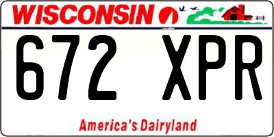 WI license plate 672XPR