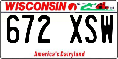 WI license plate 672XSW