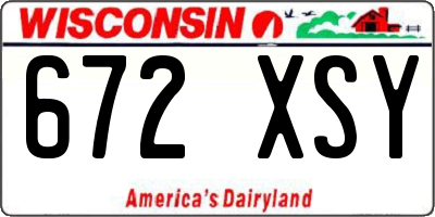WI license plate 672XSY