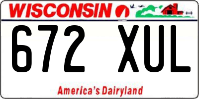 WI license plate 672XUL