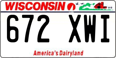 WI license plate 672XWI