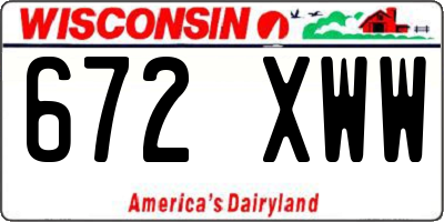 WI license plate 672XWW