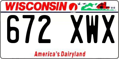 WI license plate 672XWX