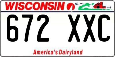 WI license plate 672XXC