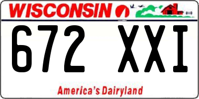 WI license plate 672XXI