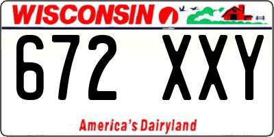 WI license plate 672XXY