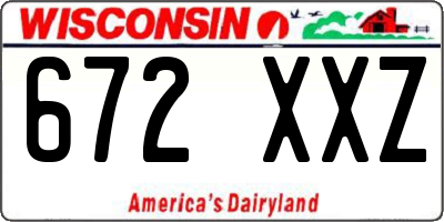 WI license plate 672XXZ