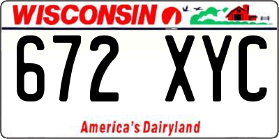 WI license plate 672XYC