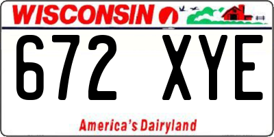 WI license plate 672XYE