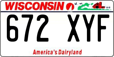 WI license plate 672XYF
