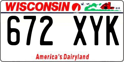 WI license plate 672XYK