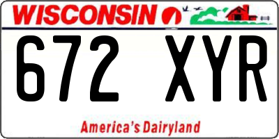 WI license plate 672XYR