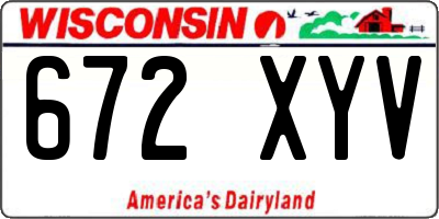 WI license plate 672XYV
