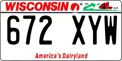 WI license plate 672XYW