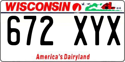 WI license plate 672XYX
