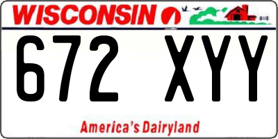 WI license plate 672XYY