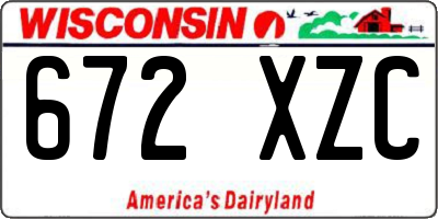WI license plate 672XZC