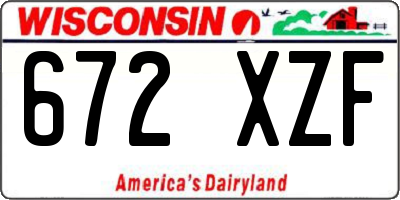 WI license plate 672XZF