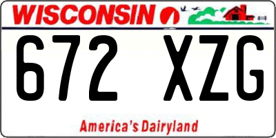 WI license plate 672XZG