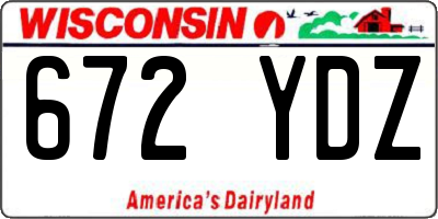 WI license plate 672YDZ