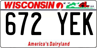 WI license plate 672YEK