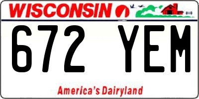 WI license plate 672YEM