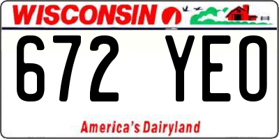 WI license plate 672YEO