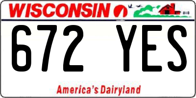 WI license plate 672YES