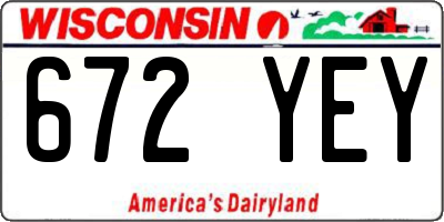 WI license plate 672YEY