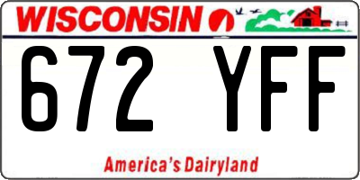 WI license plate 672YFF