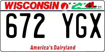 WI license plate 672YGX