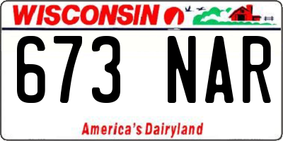 WI license plate 673NAR