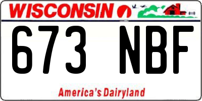 WI license plate 673NBF