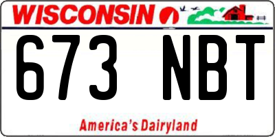 WI license plate 673NBT