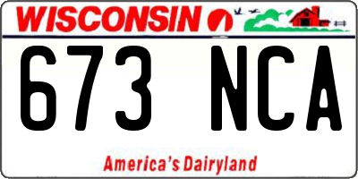 WI license plate 673NCA