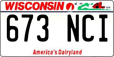 WI license plate 673NCI