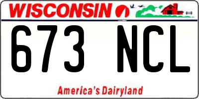 WI license plate 673NCL