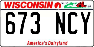 WI license plate 673NCY