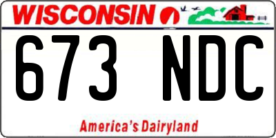 WI license plate 673NDC