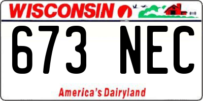 WI license plate 673NEC