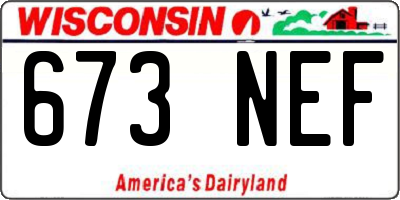 WI license plate 673NEF